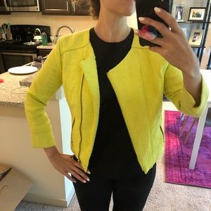Neon yellow/green tweed moto jacket